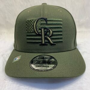 Colorado Rockies New Era Green 2023 Armed Forces Day 9FIFTY Snapback Adjustable